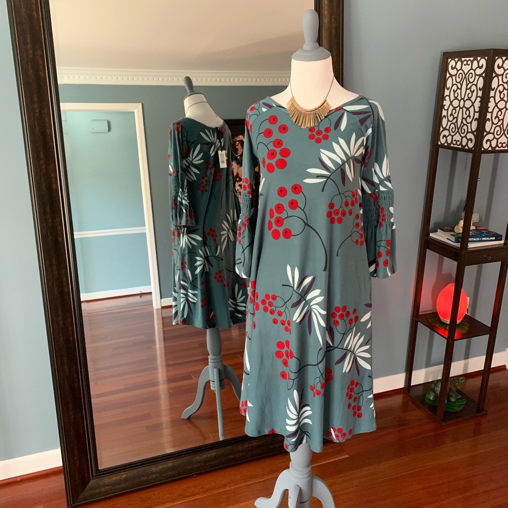Walker Dress - Mistletoe Teal with Red & Purple
